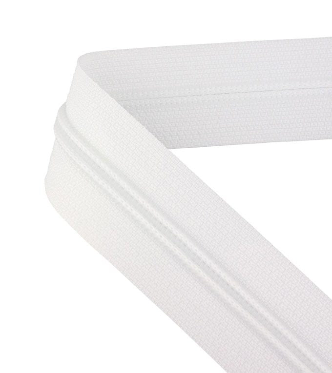 White Nylon Zipper T5 Closed – 14 cm to 100 cm | High-Quality Nylon Coil Zipper