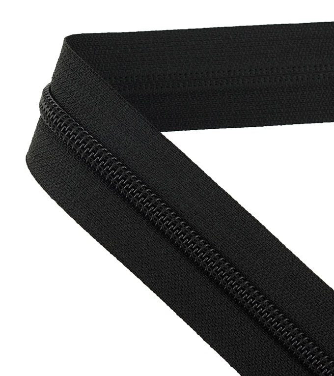 Black Nylon Zipper T5 Closed – 14 cm to 100 cm | High-Quality Nylon Coil Zipper