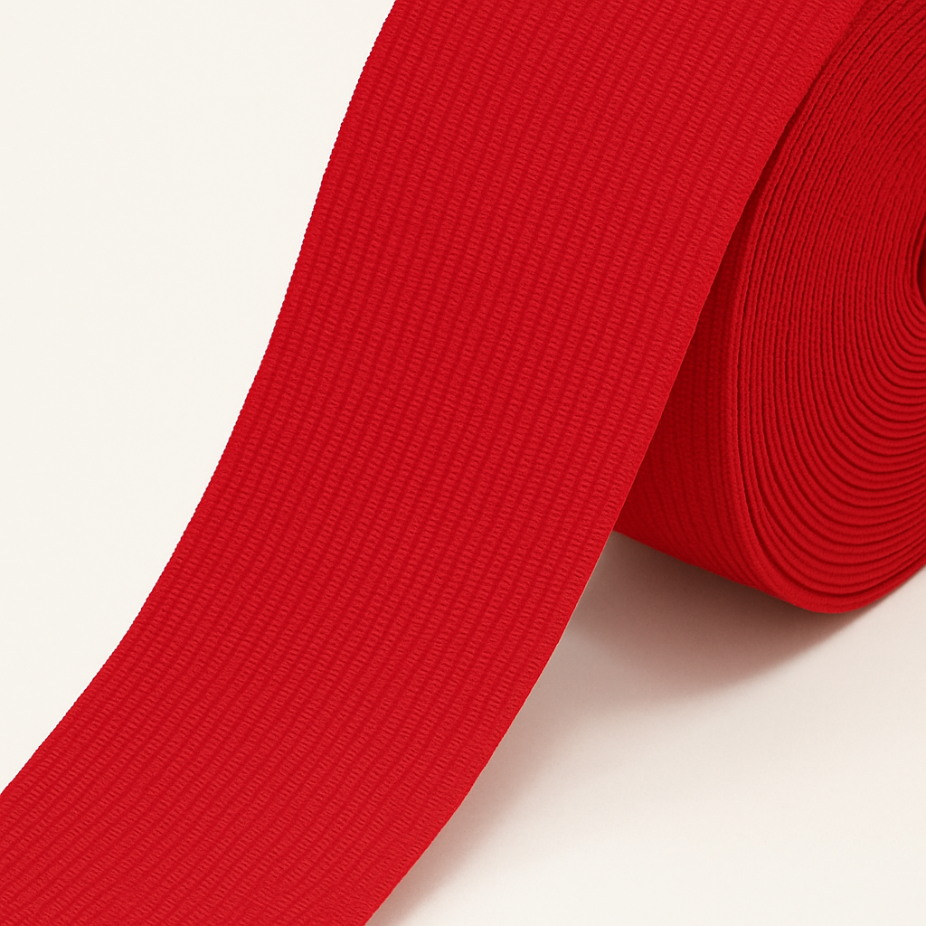 Red Knitted Elastic - 1 cm to 10 cm | For Garments and Home Textile