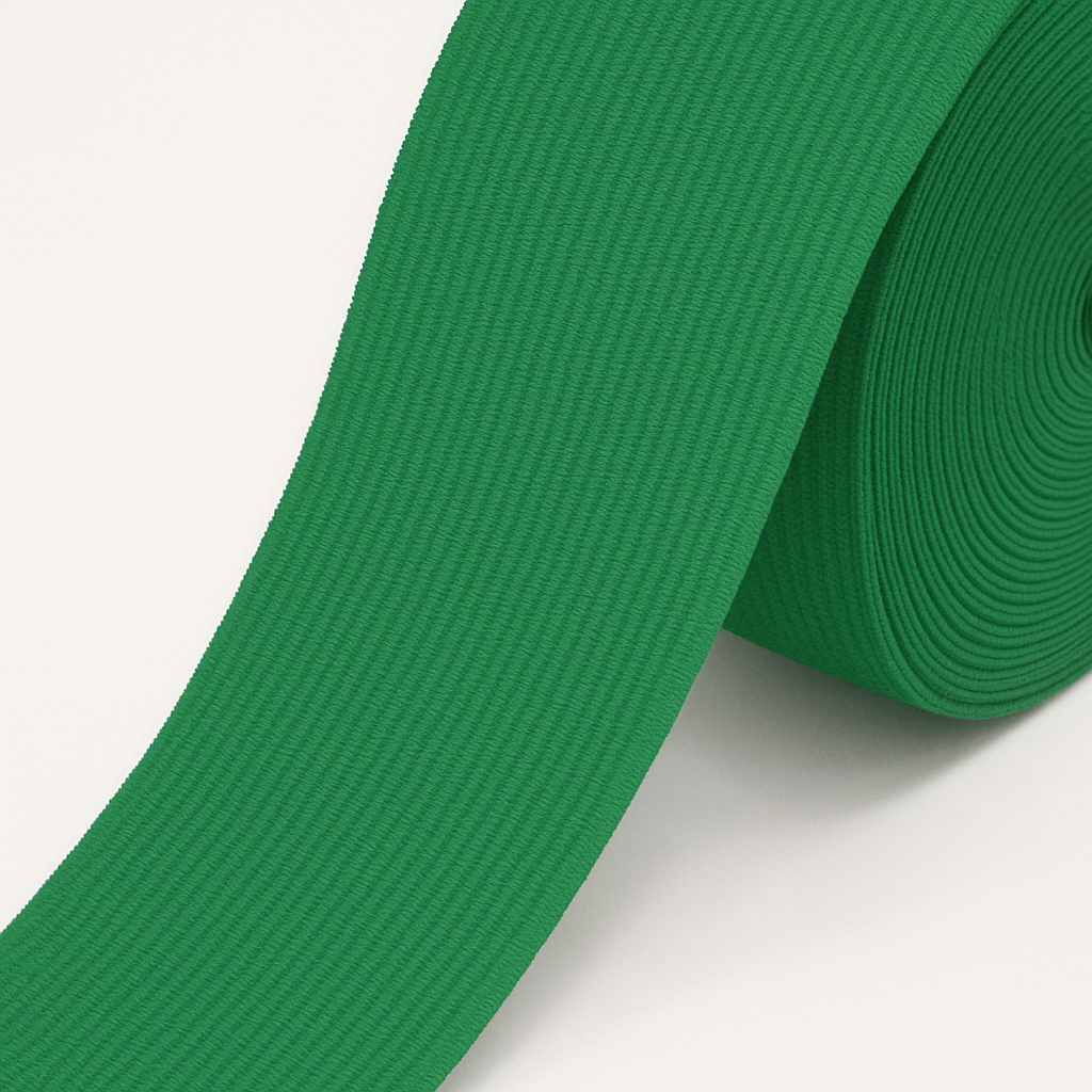 Green Knitted Elastic – 1 cm to 10 cm | For Garments and Home Textile