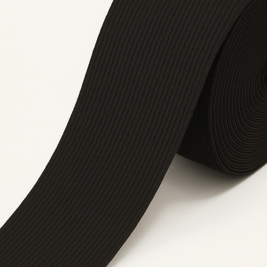 Black Knitted Elastic – 1 cm to 10 cm | For Garments and Home Textile