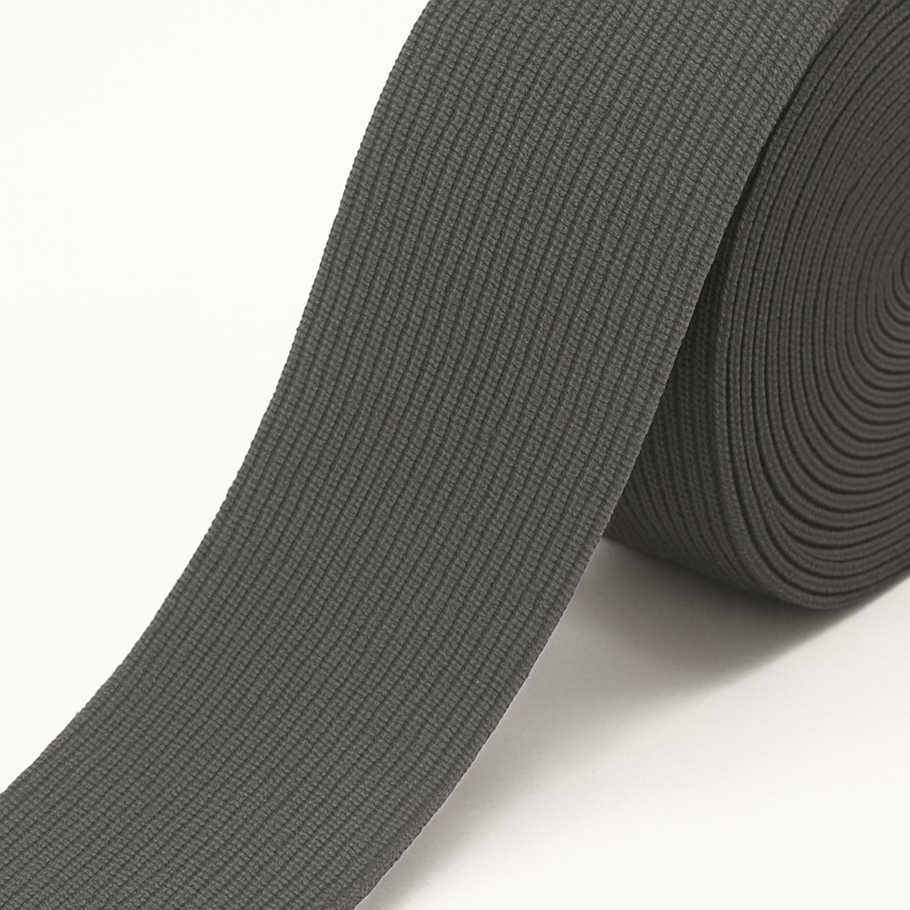 Dark Gray Knitted Elastic - 1 cm to 10 cm | For Garments and Home Textile