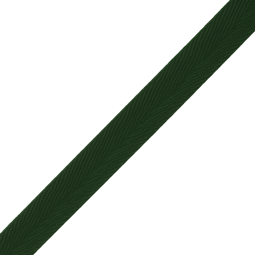 Dark Green Cotton Herringbone Tape HT0017 – Sizes from 6 mm to 50 mm