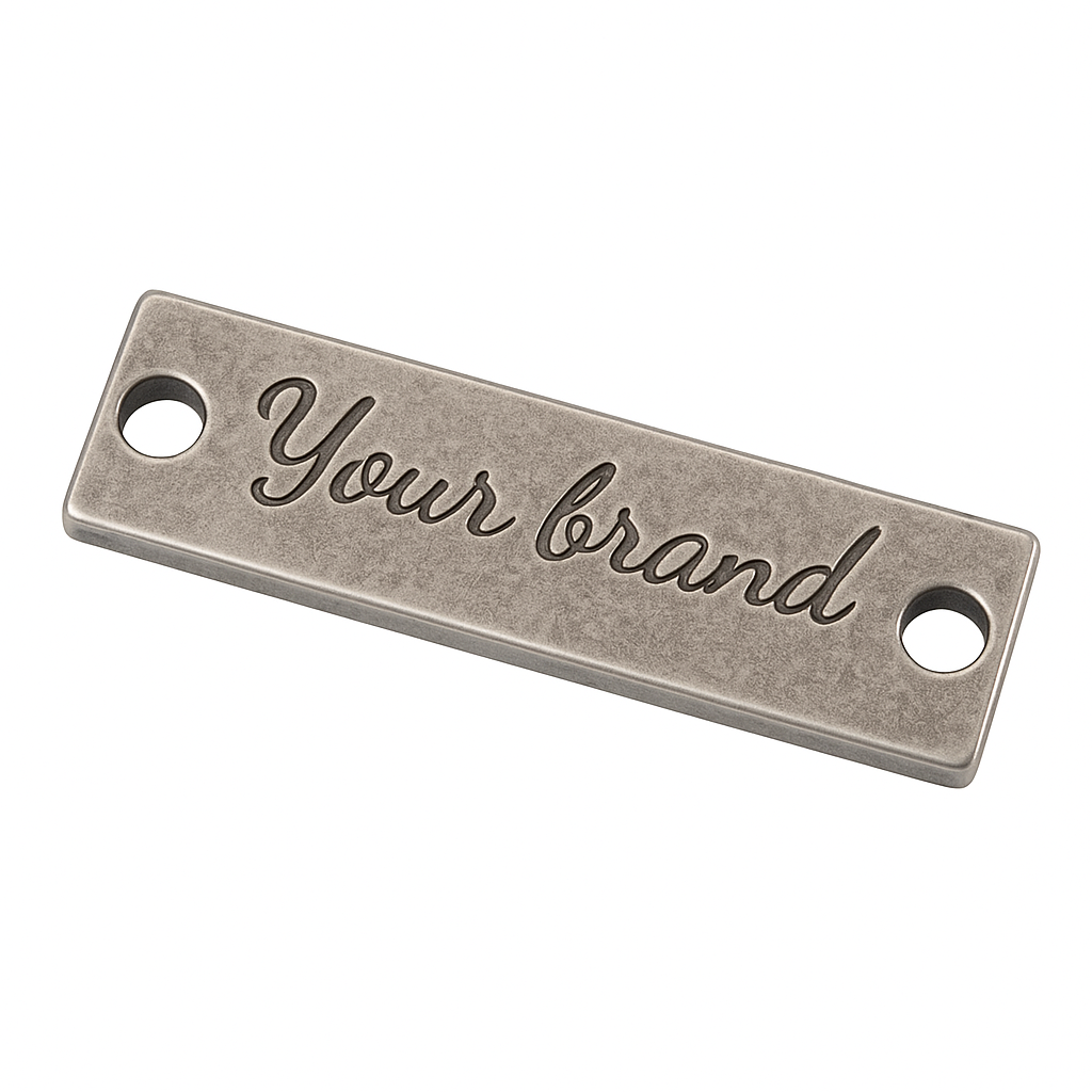 Antic Silver Metal Logo Label Plate 30 mm x 8 mm