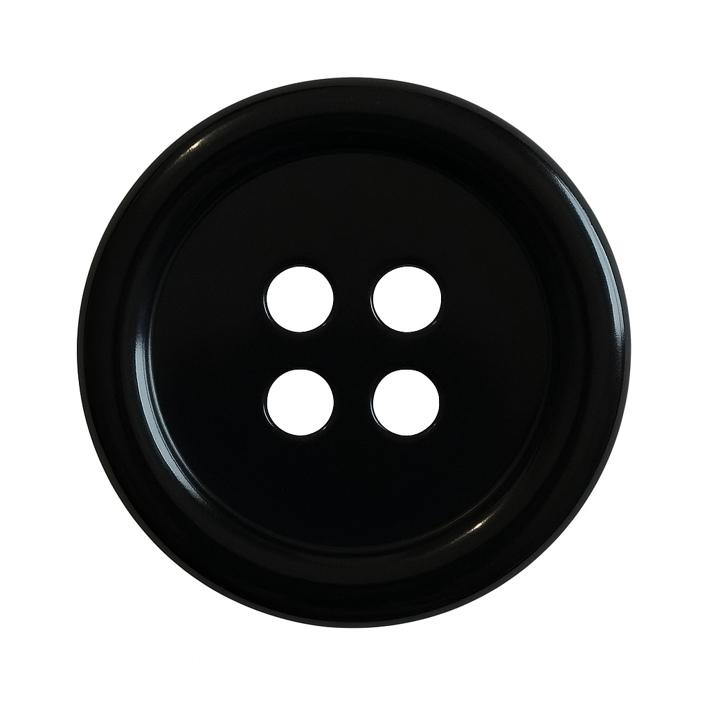 Black Polyester Button PB 0002 – 4 Holes Classic Shape