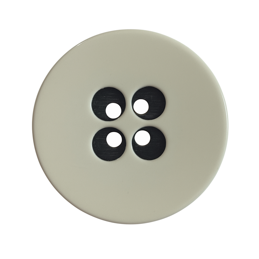 White Polyester Button PB 0112 – Retro Style Shape