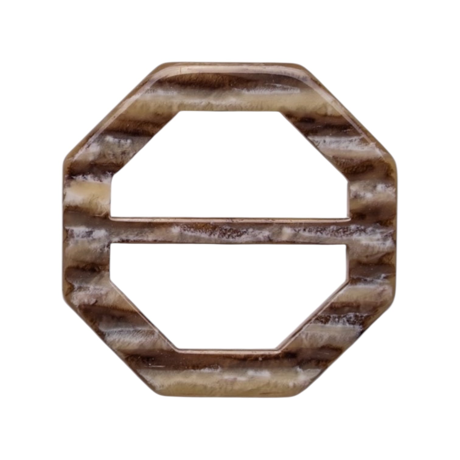 Beige & Brown Polyester Belt Buckle PB 4003 – Octagonal Design