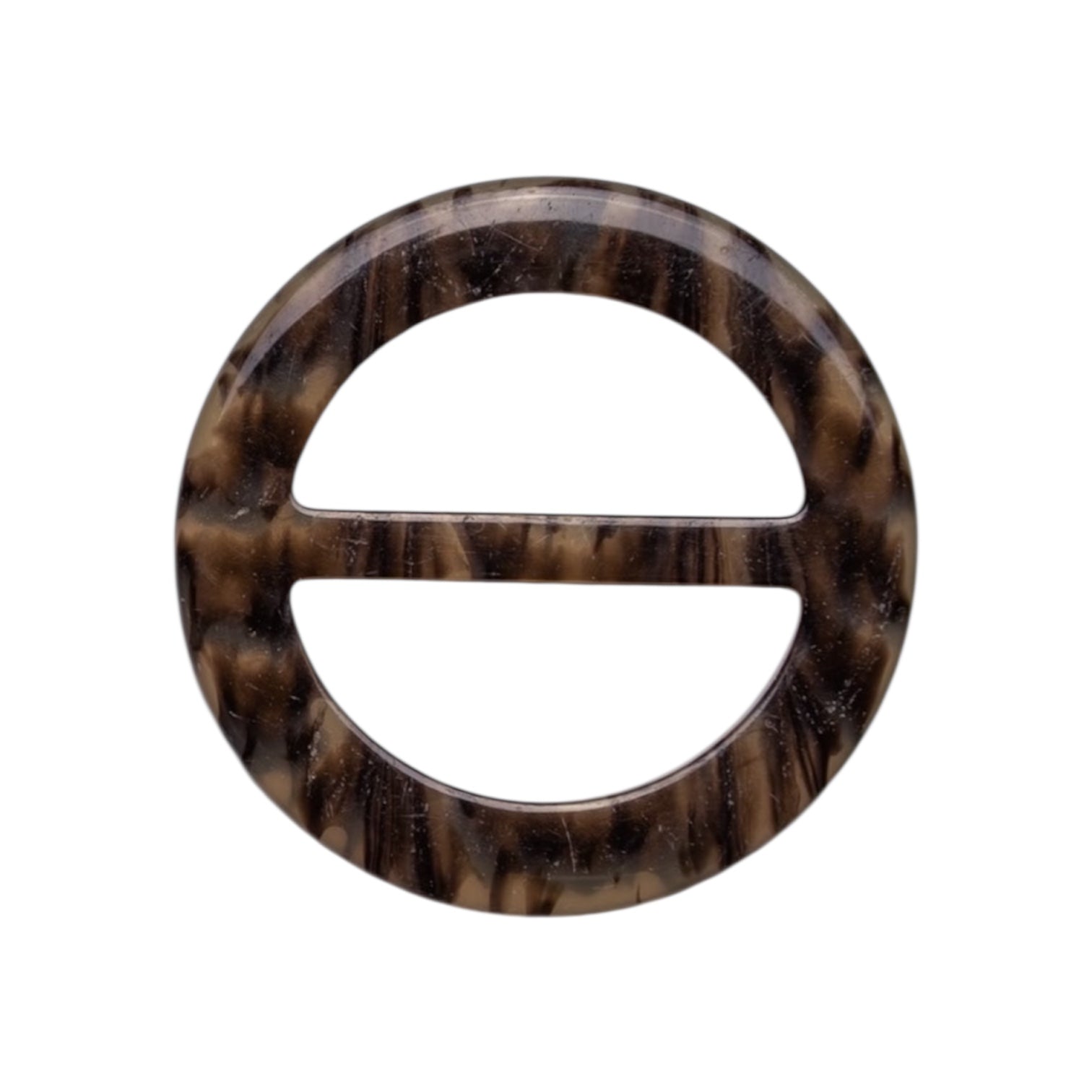 Black & Beige Polyester Belt Buckle PB 4007 – Round Design