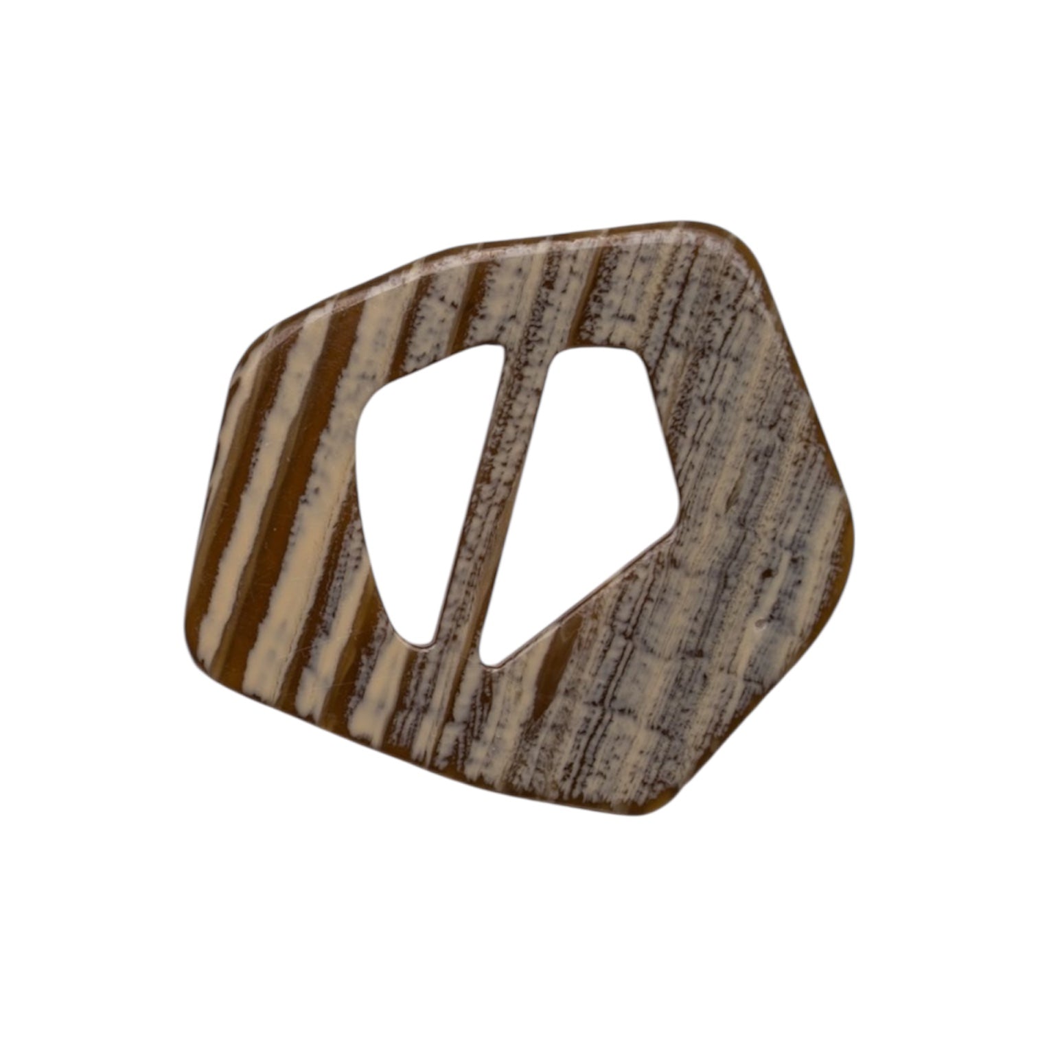 Beige & Brown Polyester Belt Buckle PB 4012 – Unique Shape Design