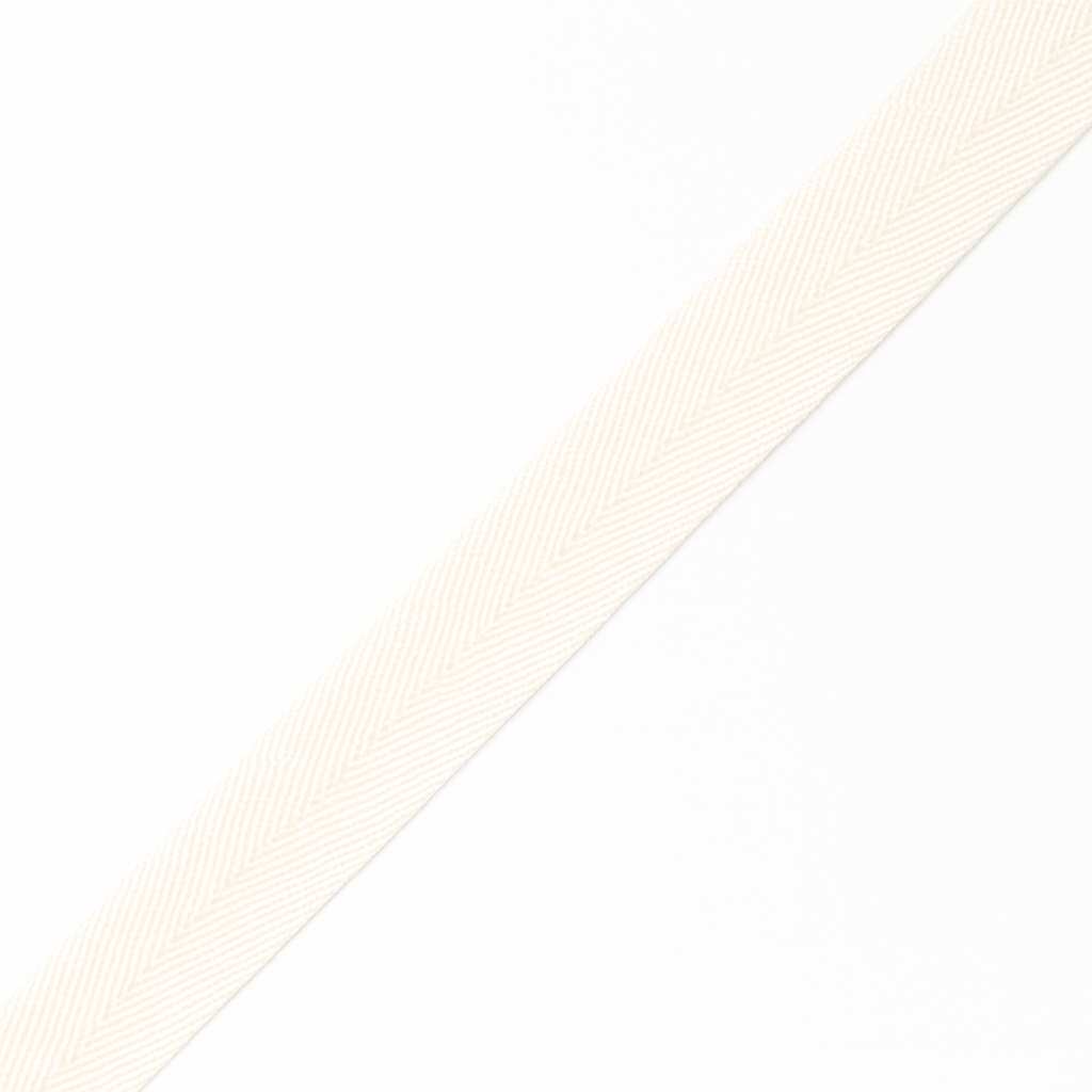 White Cotton Herringbone Tape HT0001 – Sizes from 6 mm to 50 mm